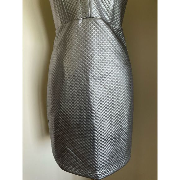 Sexy Silver Quilted Strapless Mini - Picture 5 of 11